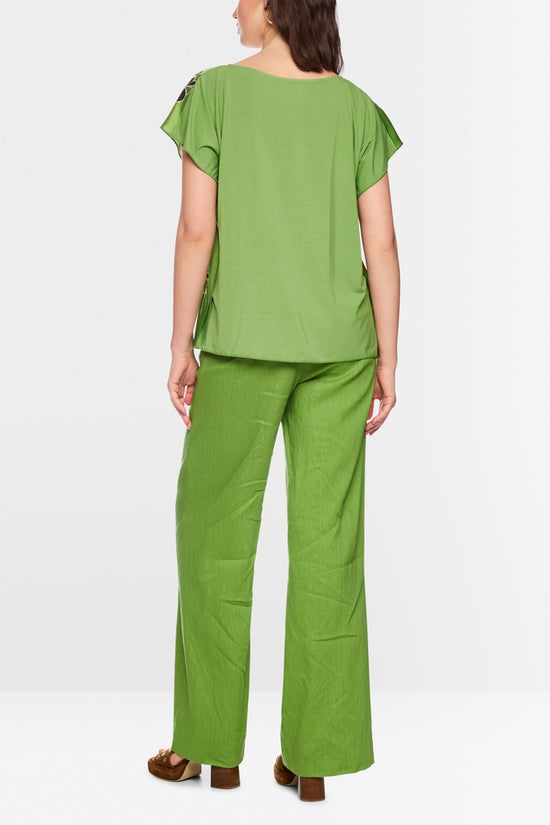 Marc Cain Ecru Blouse-Style Top with Hibiscus Print 