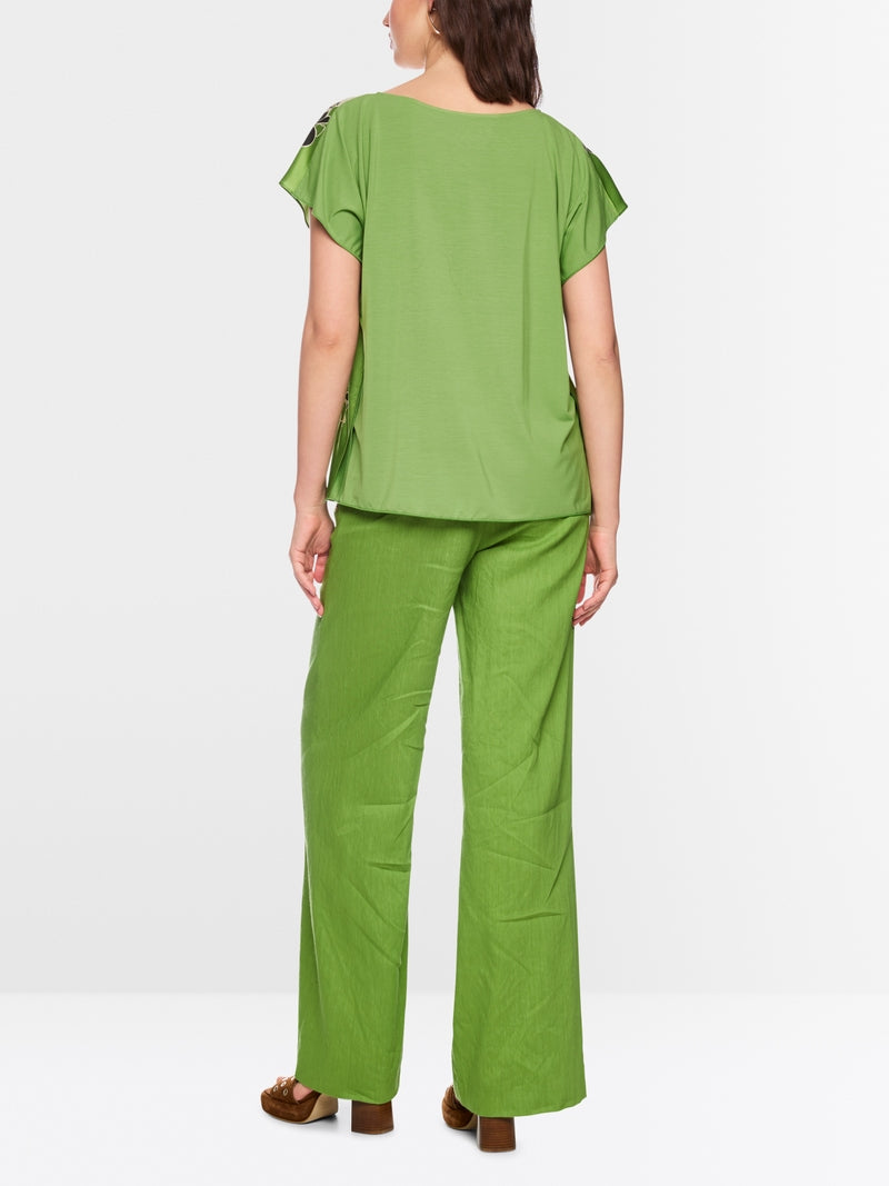 Marc Cain Ecru Blouse-Style Top with Hibiscus Print 