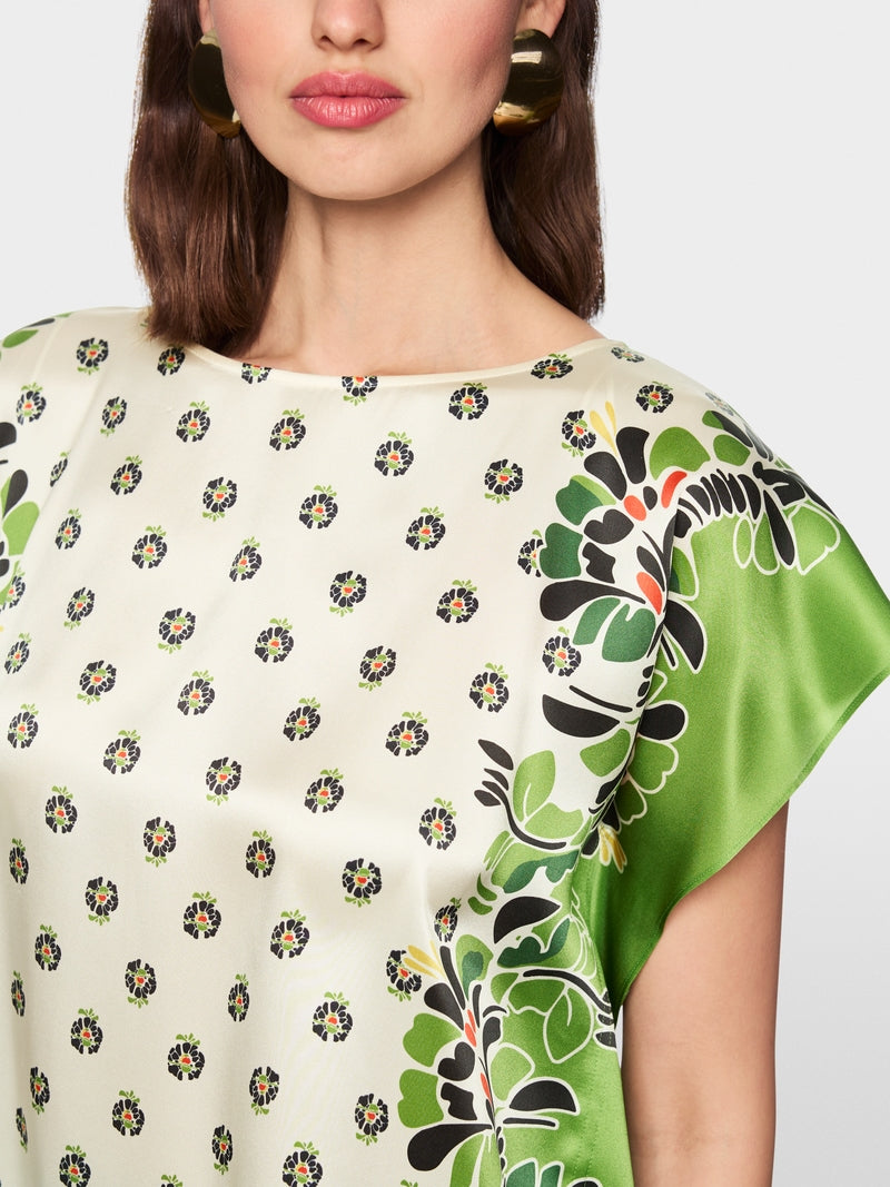 Marc Cain Ecru Blouse-Style Top with Hibiscus Print 