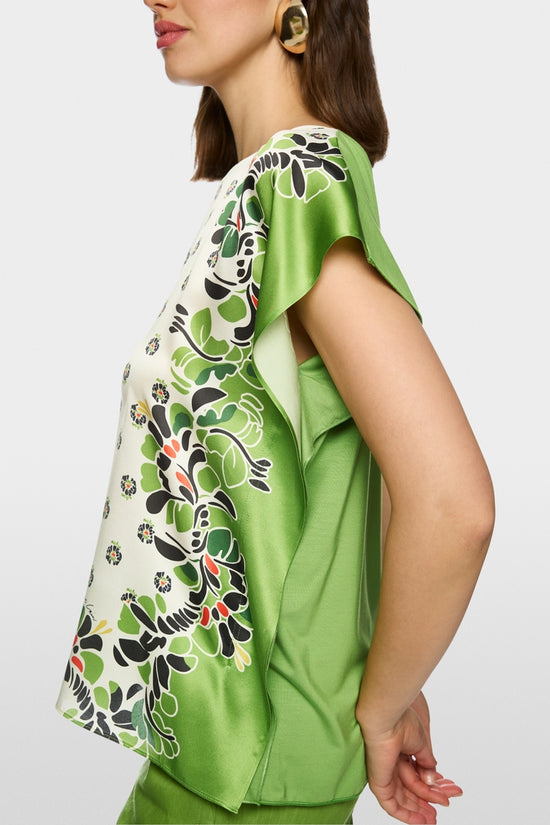 Marc Cain Ecru Blouse-Style Top with Hibiscus Print 