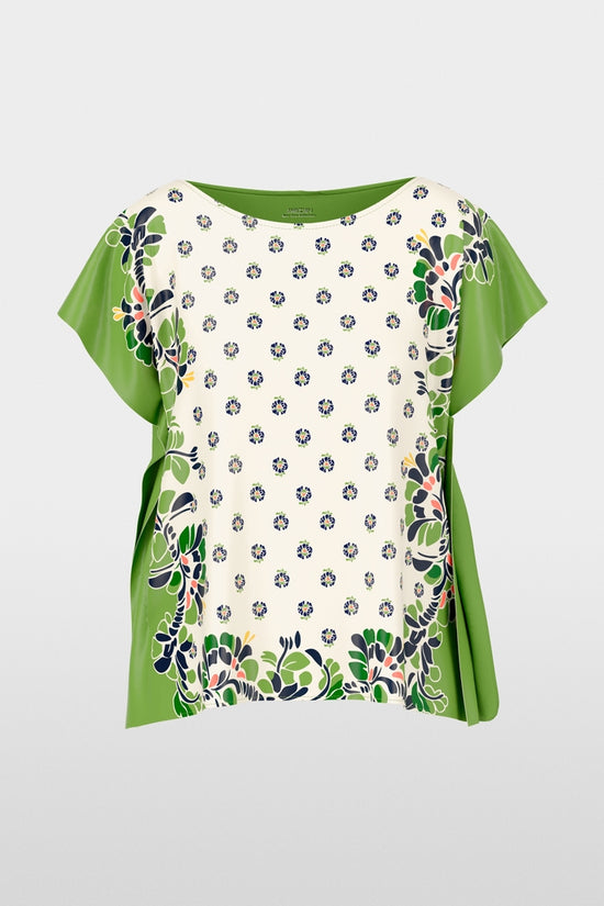Marc Cain Ecru Blouse-Style Top with Hibiscus Print 