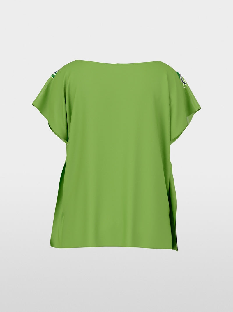 Marc Cain Ecru Blouse-Style Top with Hibiscus Print 