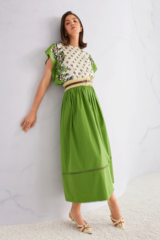 Marc Cain Ecru Blouse-Style Top with Hibiscus Print 
