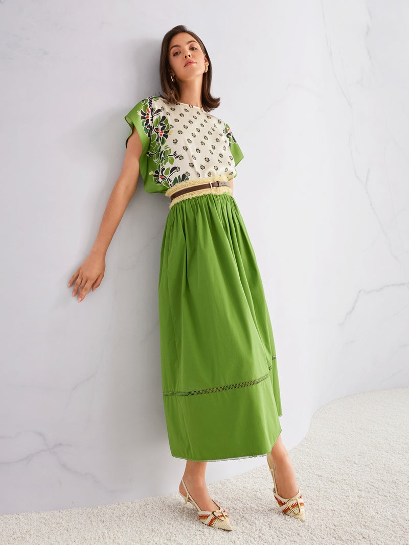 Marc Cain Ecru Blouse-Style Top with Hibiscus Print 