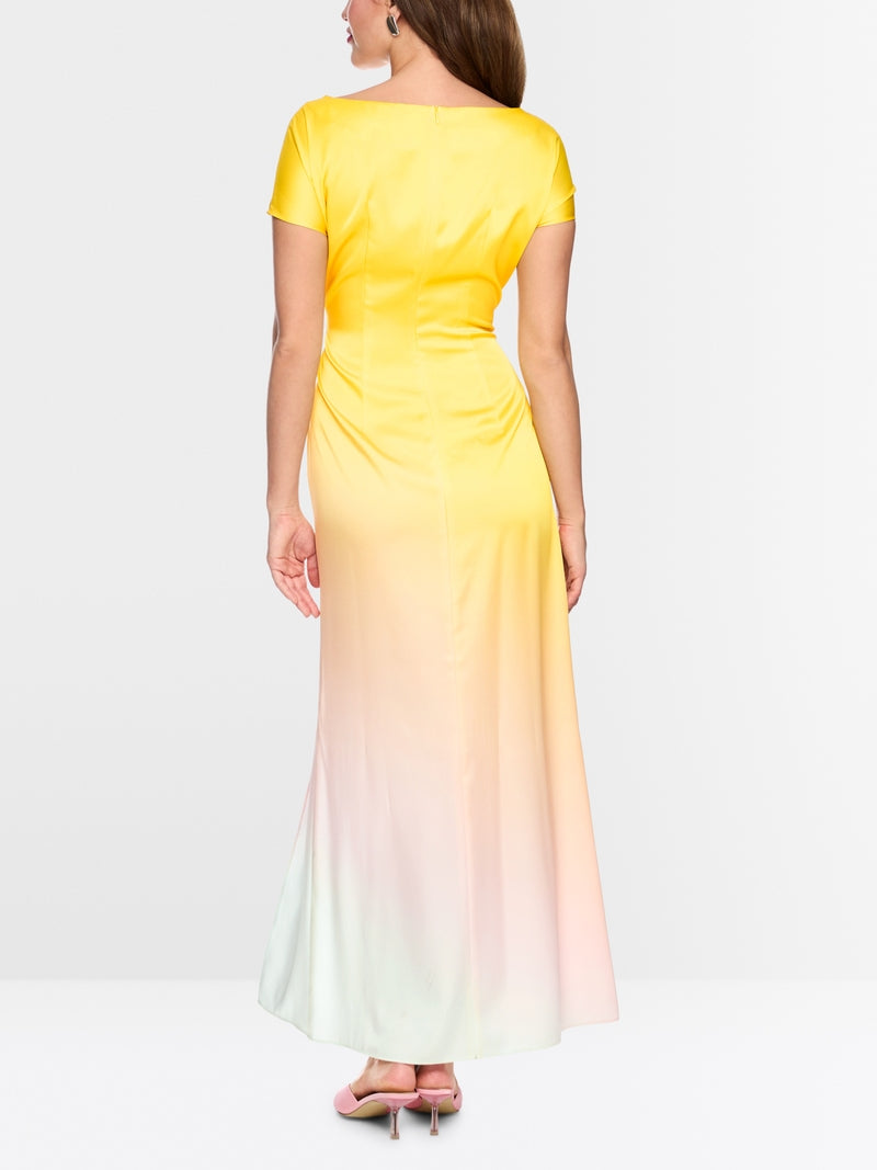 Marc Cain Pink & Yellow Short Sleeve Calla Lily Maxi Dress