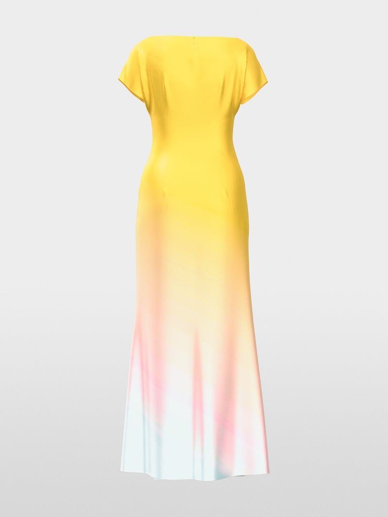 Marc Cain Pink & Yellow Short Sleeve Calla Lily Maxi Dress