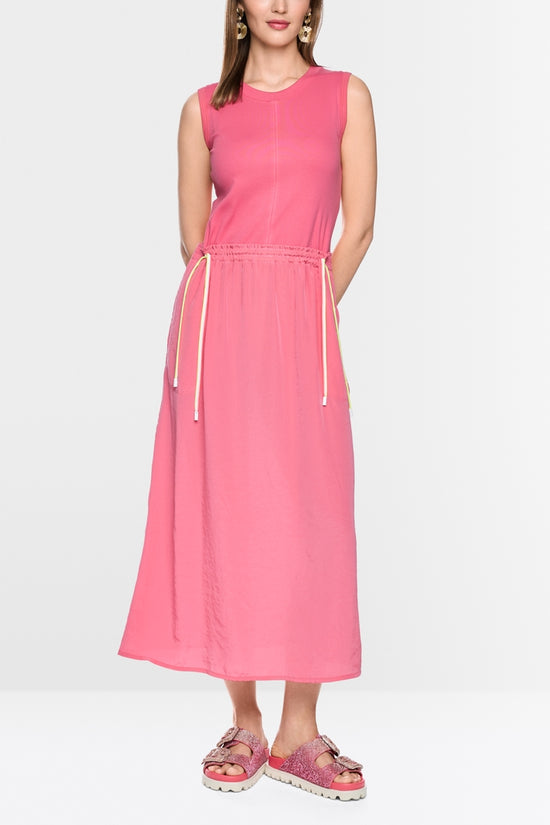 Marc Cain Sports Pink Sleeveless Midi Dress with Drawstring