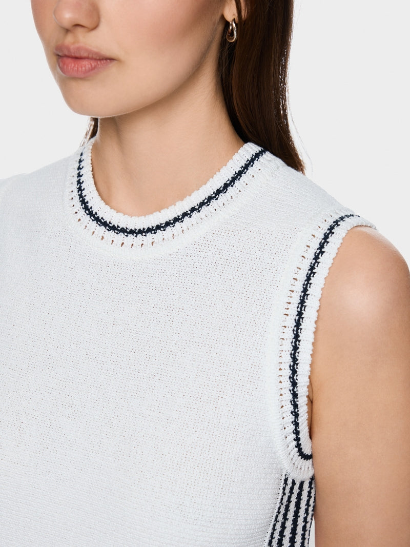 Marc Cain Sports White Sleeveless Mini Knit Dress