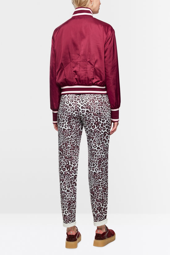 Marc Cain Sports Maroon and Leopard Print Reversible Bomber Jacket