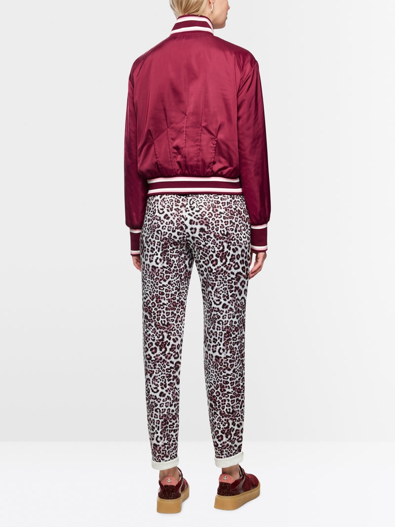 Marc Cain Sports Maroon and Leopard Print Reversible Bomber Jacket