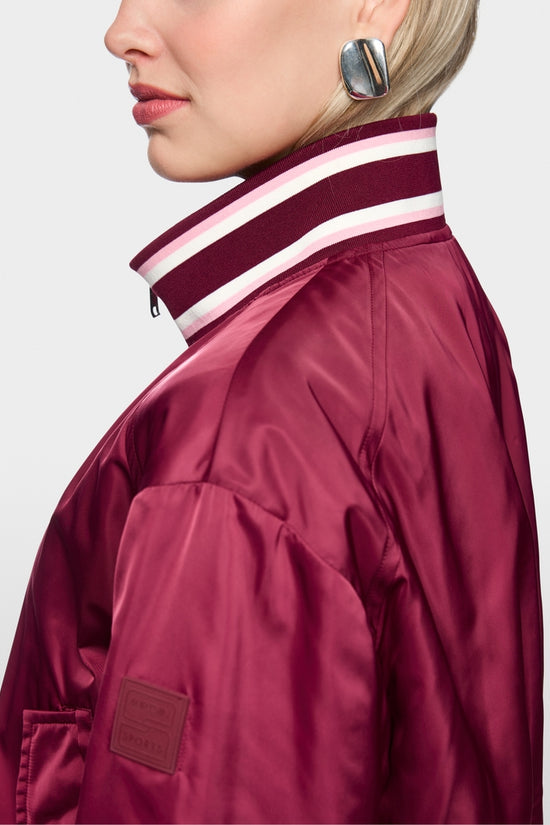 Marc Cain Sports Maroon and Leopard Print Reversible Bomber Jacket