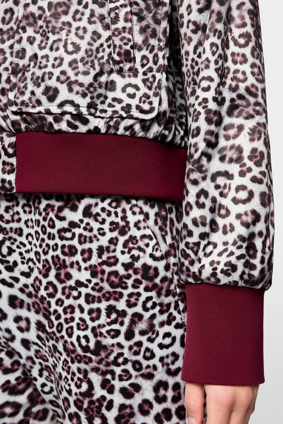 Marc Cain Sports Maroon and Leopard Print Reversible Bomber Jacket