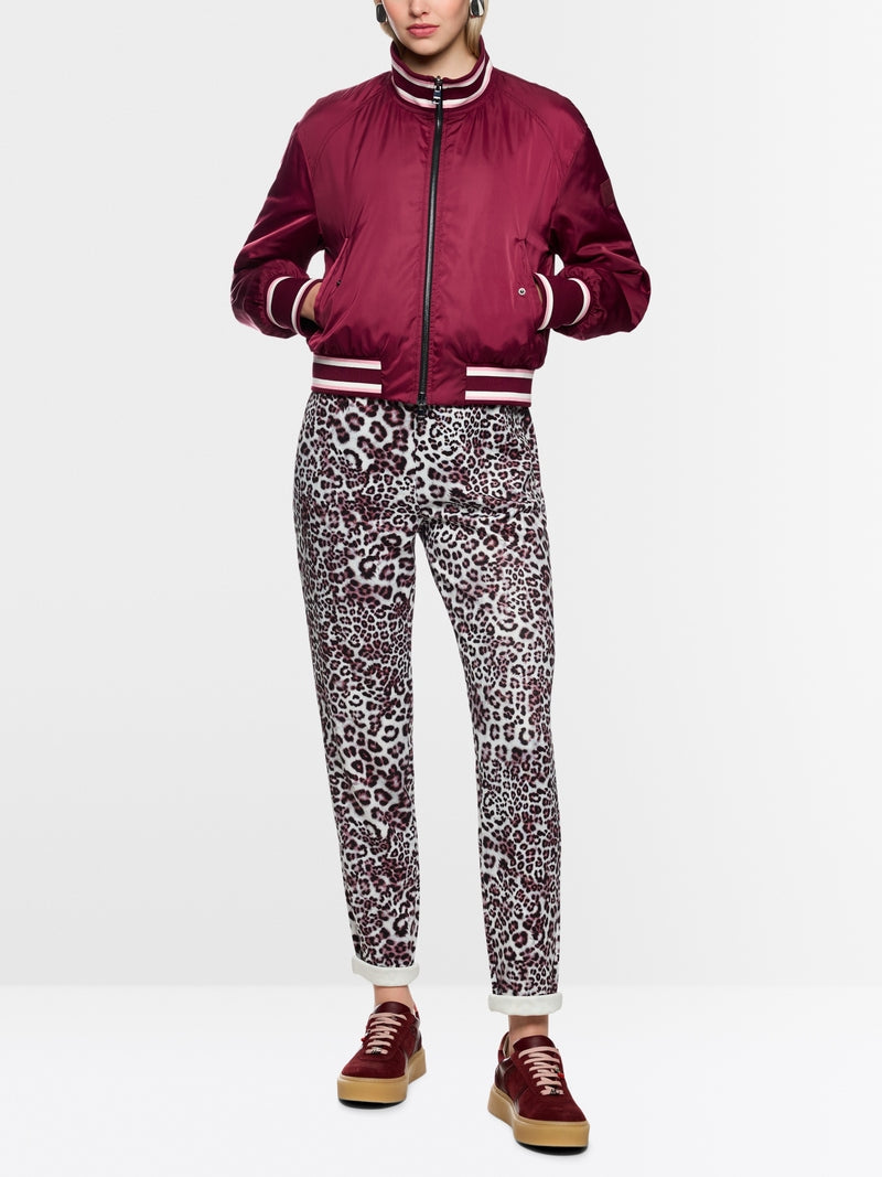 Marc Cain Sports Maroon and Leopard Print Reversible Bomber Jacket