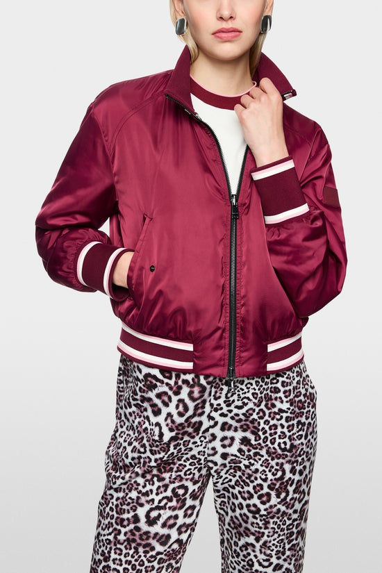 Marc Cain Sports Maroon and Leopard Print Reversible Bomber Jacket