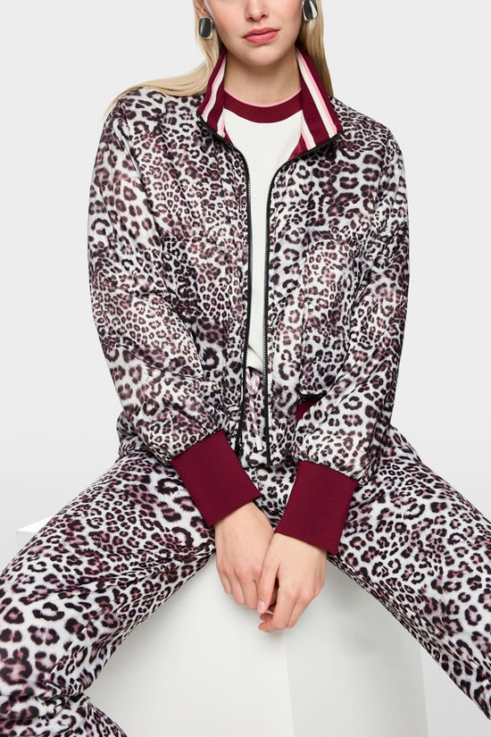 Marc Cain Sports Maroon and Leopard Print Reversible Bomber Jacket