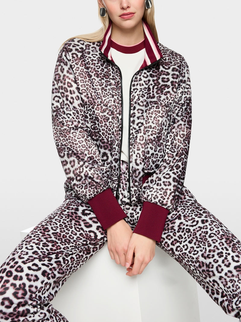 Marc Cain Sports Maroon and Leopard Print Reversible Bomber Jacket