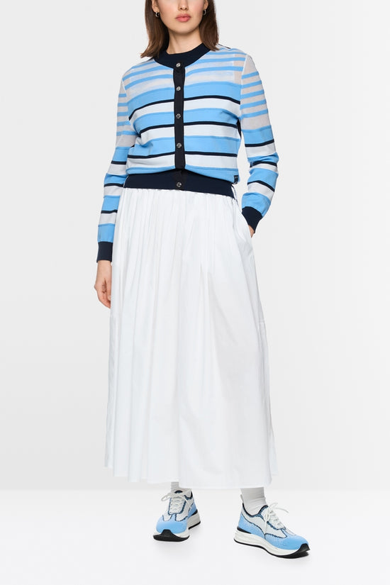 Marc Cain Sports Blue Nautical Striped Round Neck Cardigan