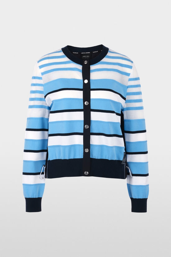 Marc Cain Sports Blue Nautical Striped Round Neck Cardigan