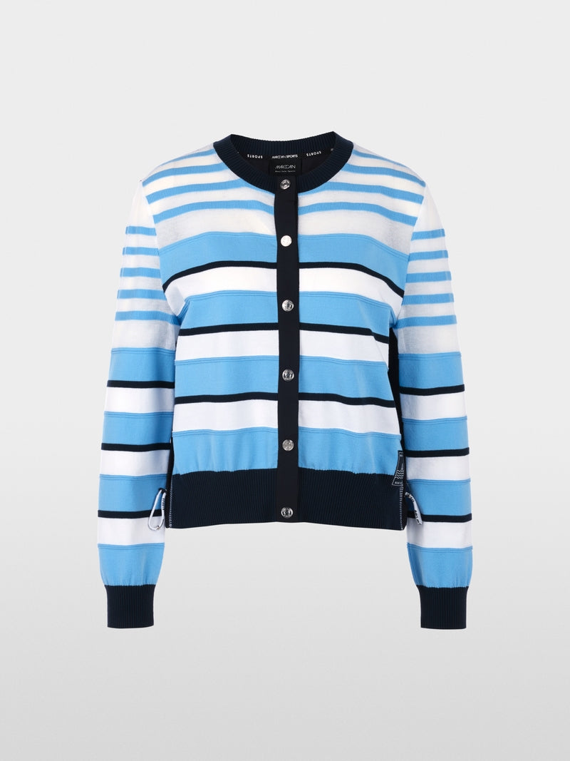 Marc Cain Sports Blue Nautical Striped Round Neck Cardigan