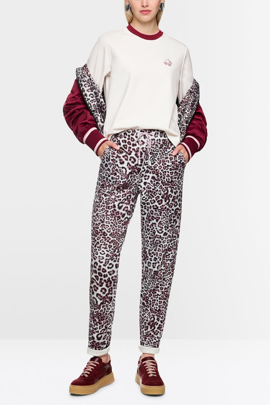 Marc Cain Sports Off White Classic Crew Neck T-Shirt with Cherry Detail