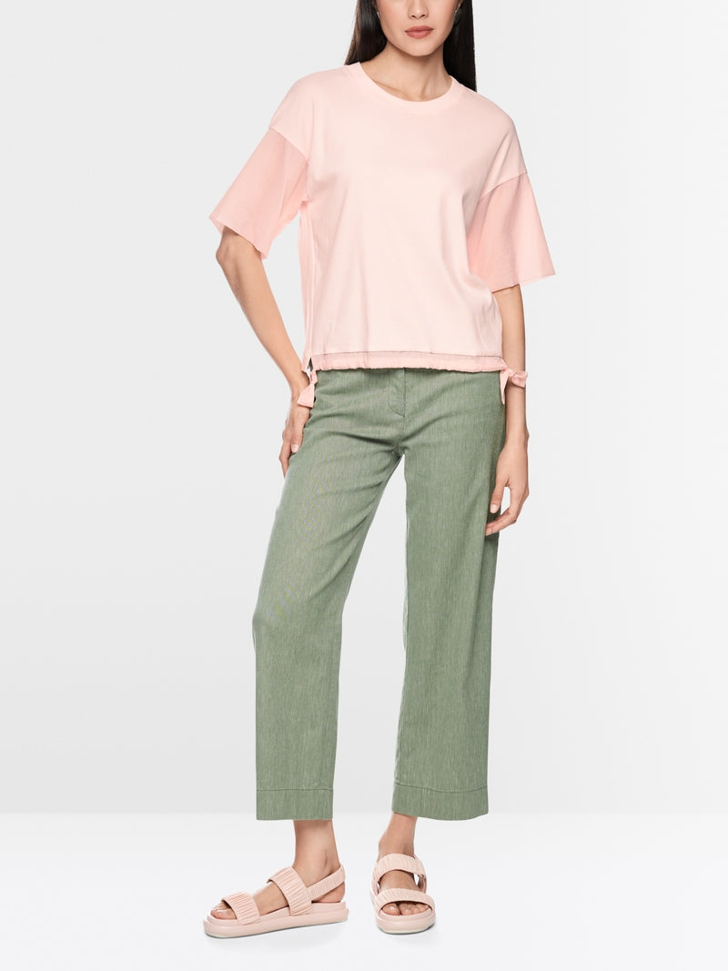 Marc Cain Sports Rose Pink Short Sleeve T-Shirt with Ruffle Trims