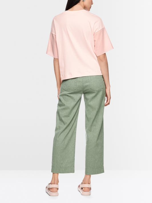 Marc Cain Sports Rose Pink Short Sleeve T-Shirt with Ruffle Trims