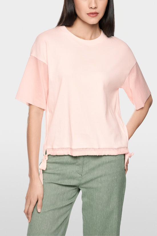 Marc Cain Sports Rose Pink Short Sleeve T-Shirt with Ruffle Trims