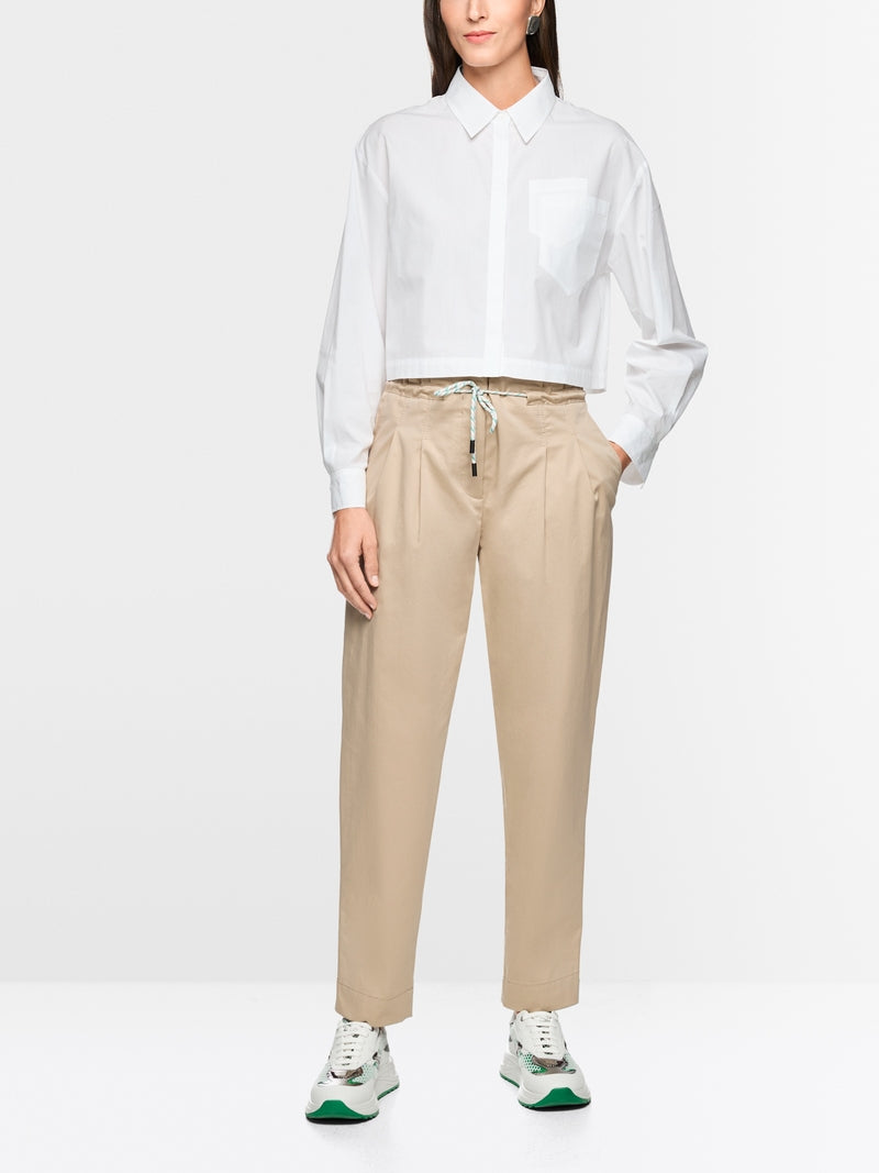 Marc Cain Sports White Short Loose Fit Cotton Blouse