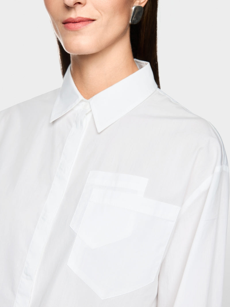 Marc Cain Sports White Short Loose Fit Cotton Blouse