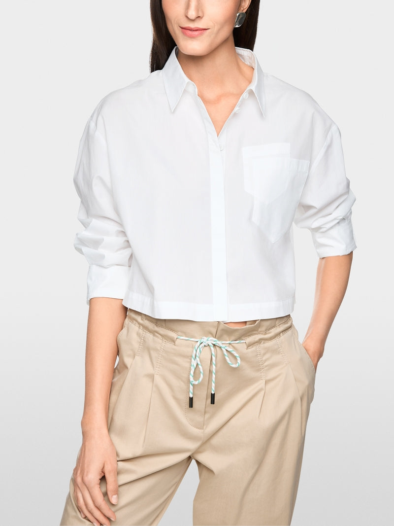 Marc Cain Sports White Short Loose Fit Cotton Blouse