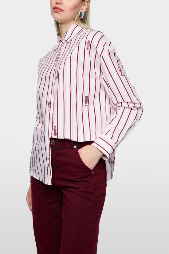 Marc Cain Sports Striped Relaxed Fit Cotton Shirt