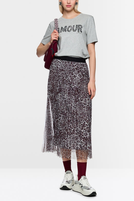 Marc Cain Sports Pleated Leopard Print Midi Skirt