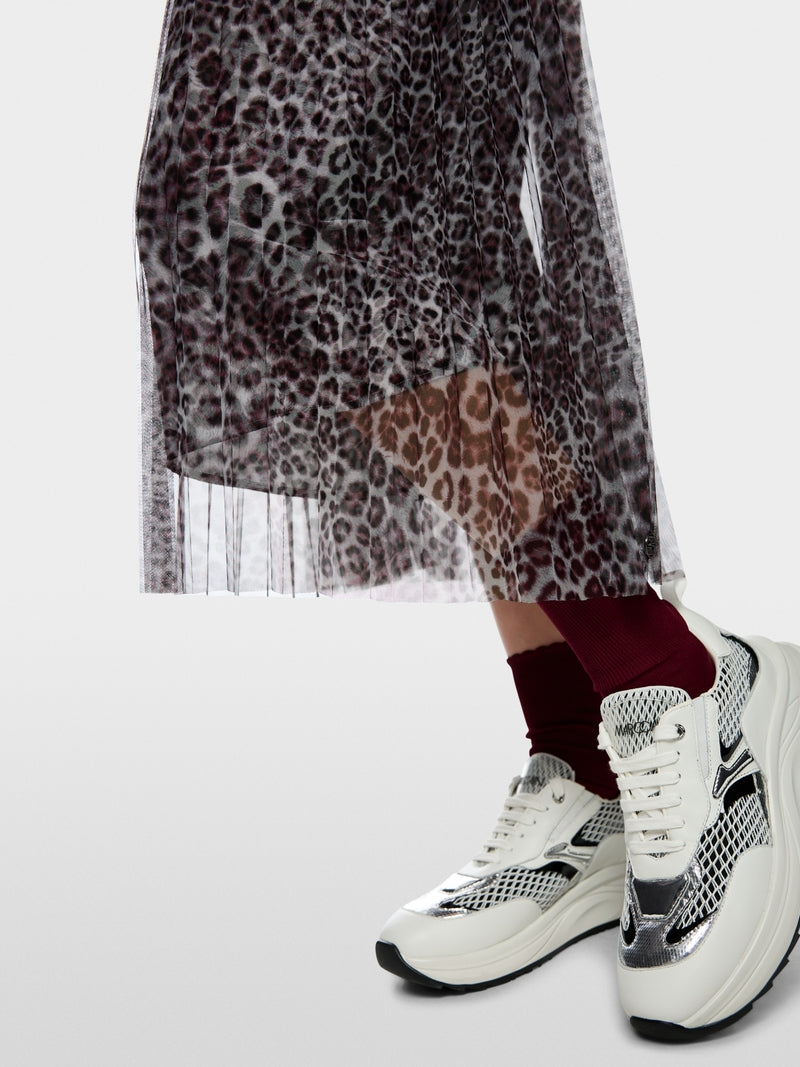 Marc Cain Sports Pleated Leopard Print Midi Skirt