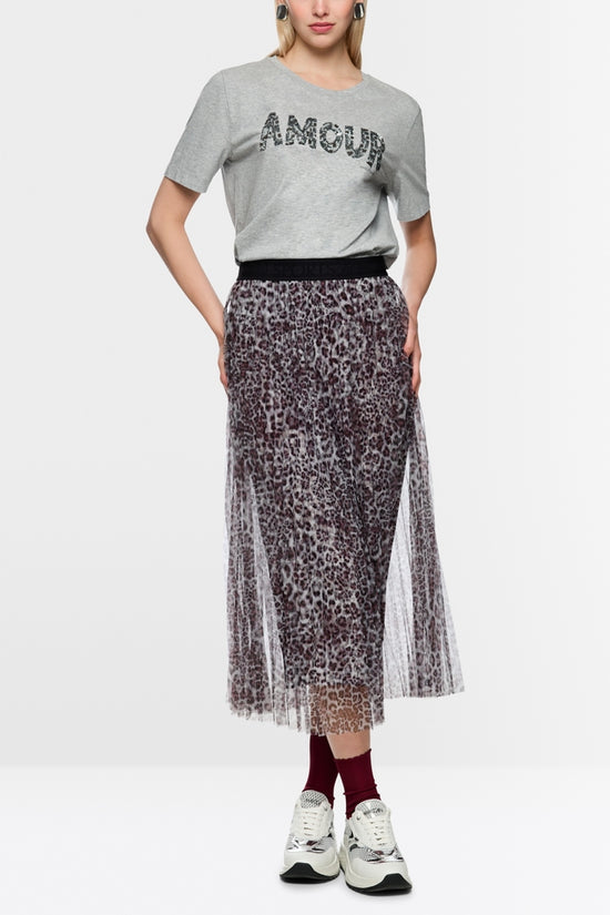 Marc Cain Sports Pleated Leopard Print Midi Skirt
