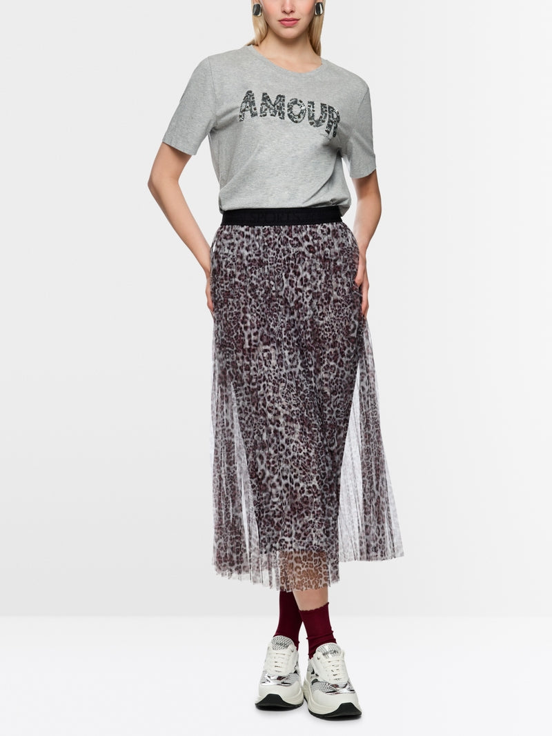 Marc Cain Sports Pleated Leopard Print Midi Skirt