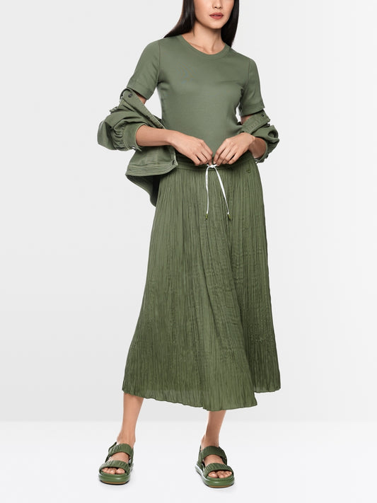 Marc Cain Sports Olive Pleated Midi Skirt