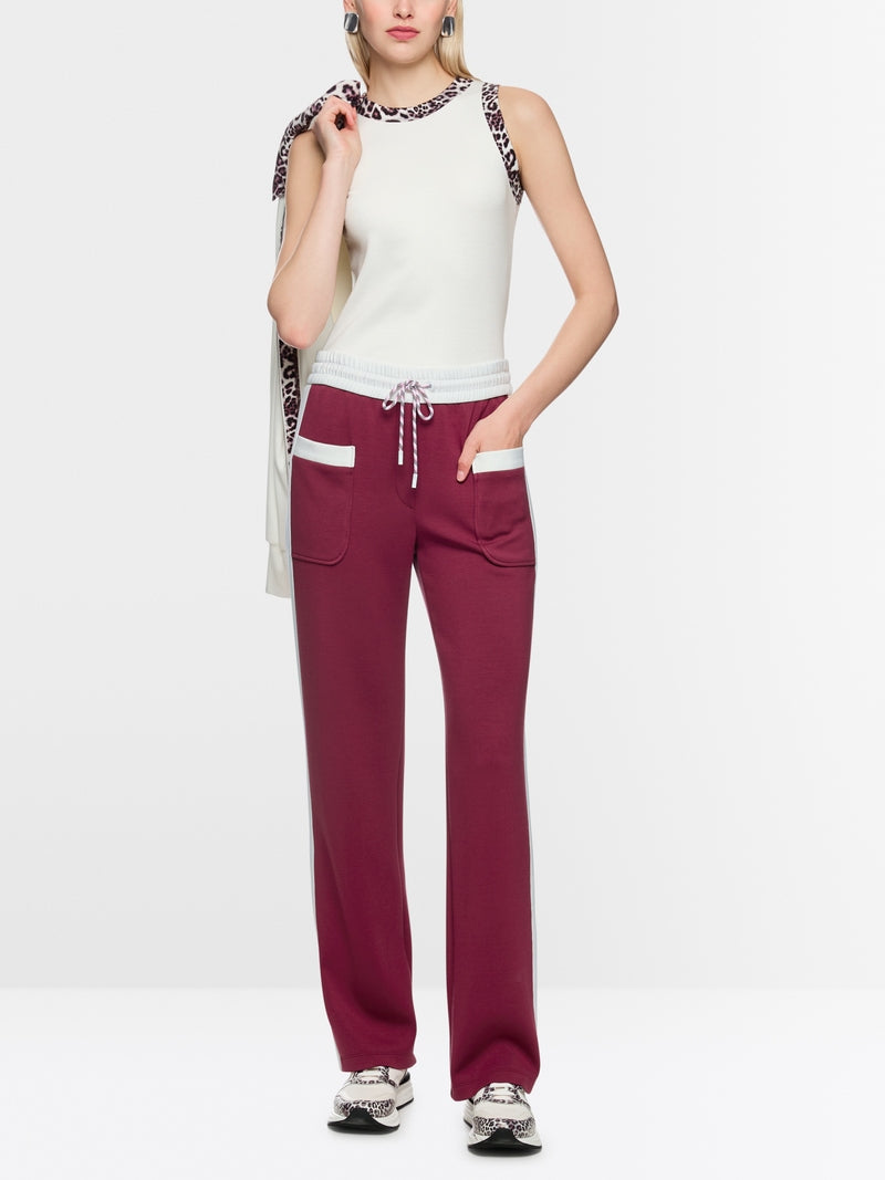 Marc Cain Sports Maroon Pull-On Wide Leg Trousers
