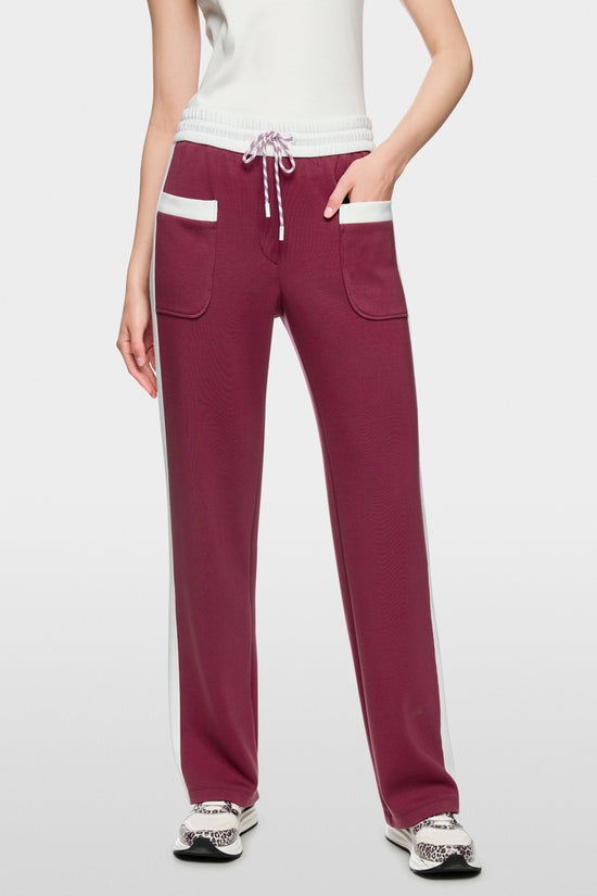 Marc Cain Sports Maroon Pull-On Wide Leg Trousers