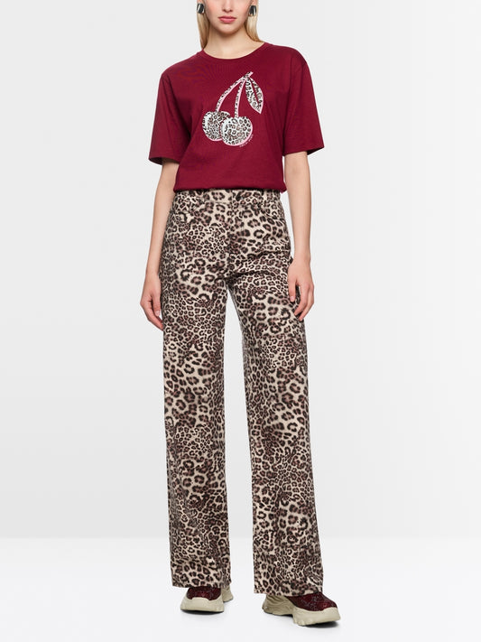 Marc Cain Sports Leopard Print Wide Leg Jeans