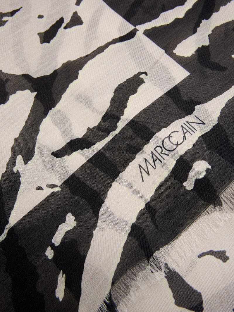 Marc Cain Sports Animal Print Silk Blend Long Scarf