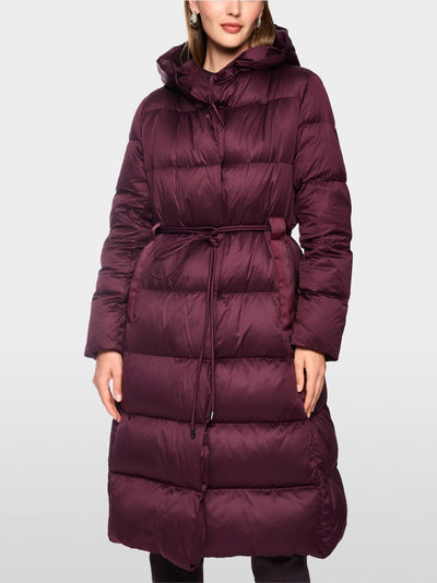 Marc Cain Wine Long Down Coat with Hood BC1.11 W63