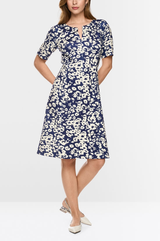 Marc Cain Midnight Blue Print A-Line Dress