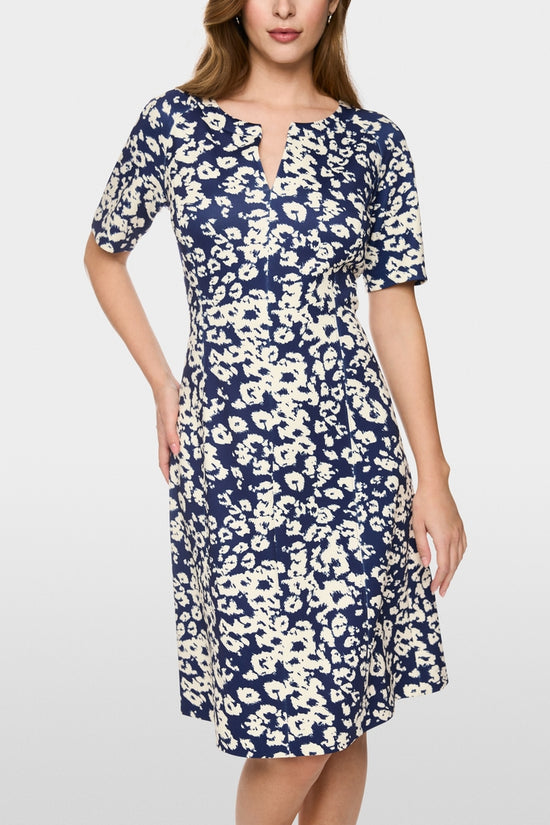 Marc Cain Midnight Blue Print A-Line Dress