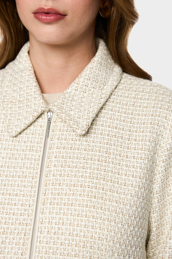 Marc Cain Ecru Luxurious Bouclé Jacket with Zip