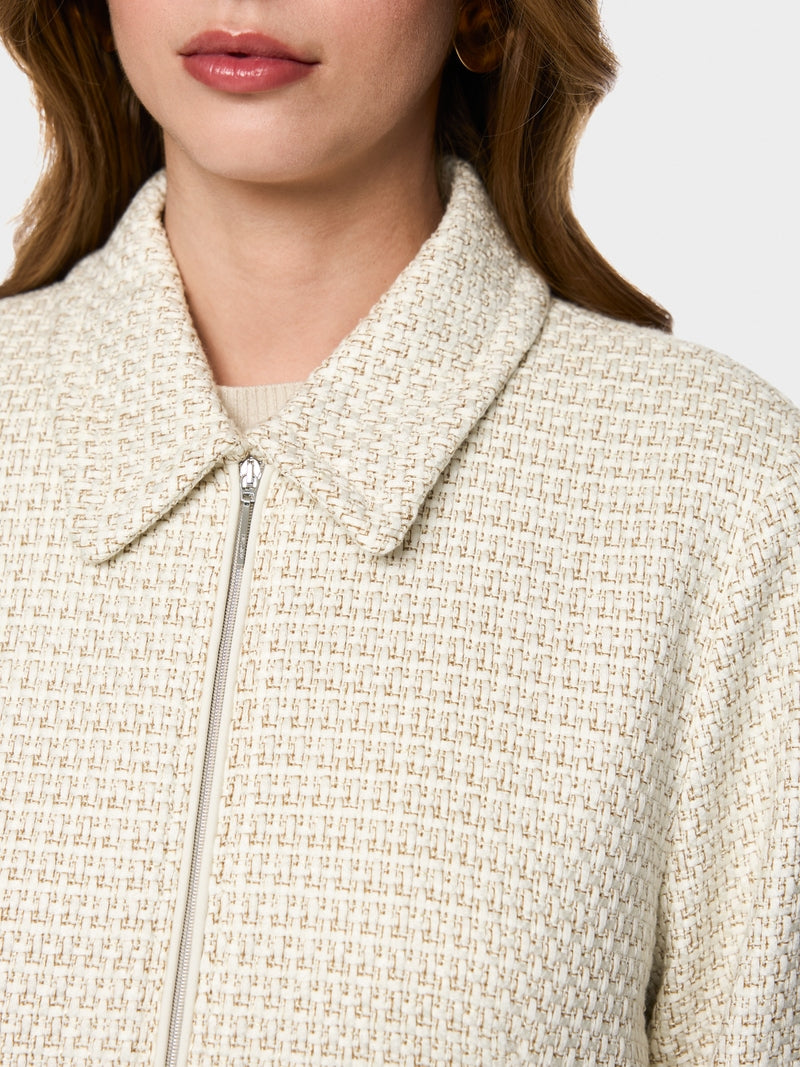 Marc Cain Ecru Luxurious Bouclé Jacket with Zip