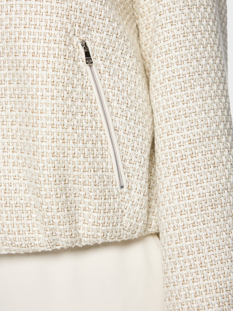 Marc Cain Ecru Luxurious Bouclé Jacket with Zip