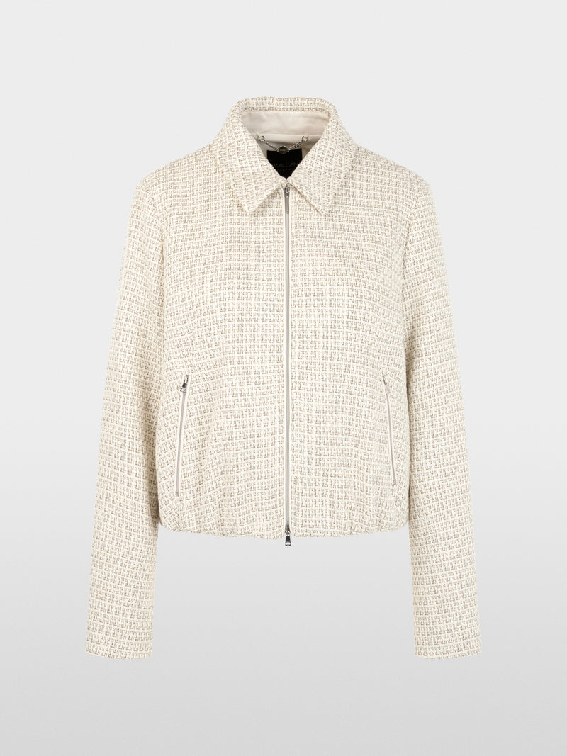Marc Cain Ecru Luxurious Bouclé Jacket with Zip