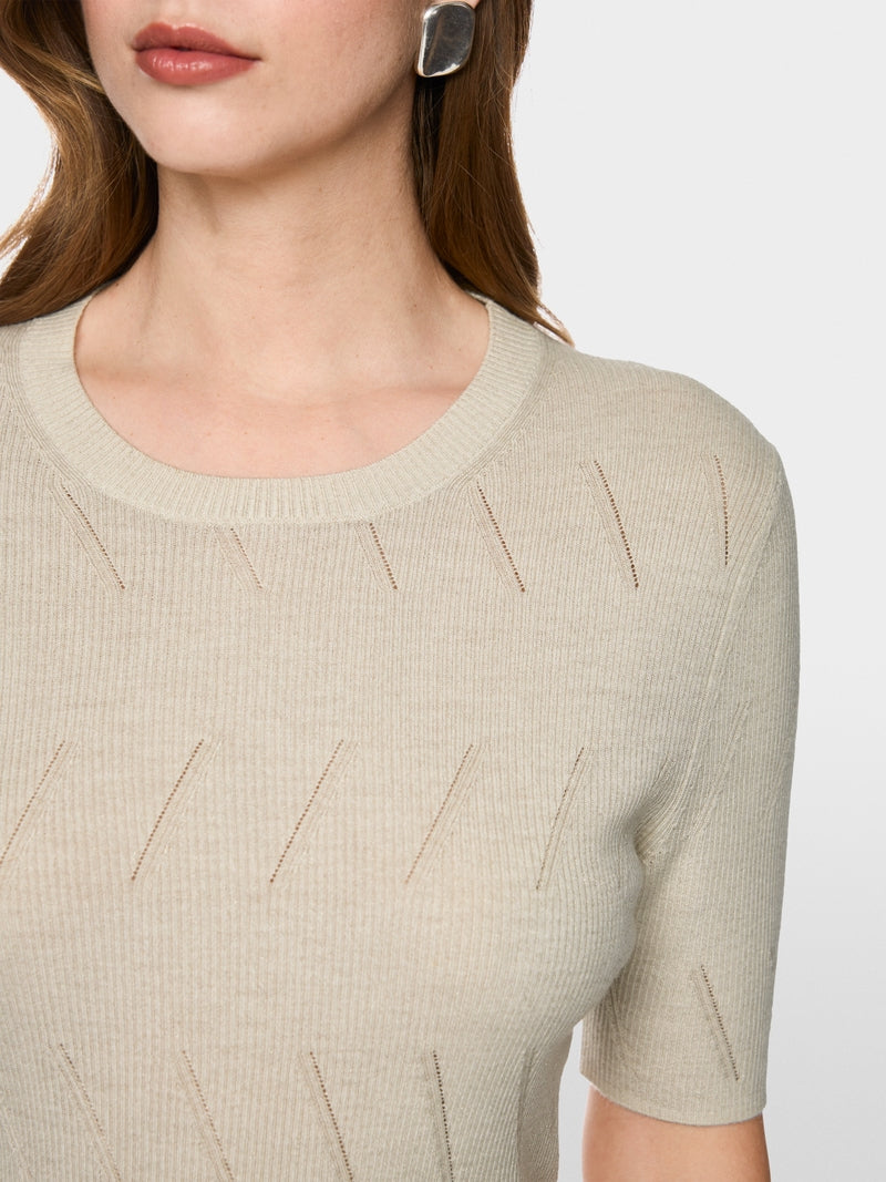 Marc Cain Ecru Short Sleeved Ribbed Sweater