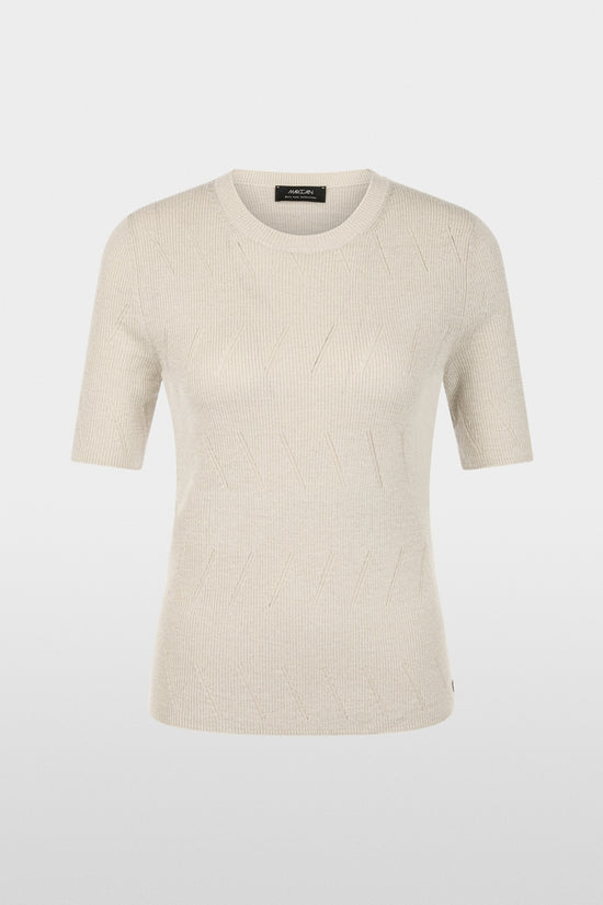 Marc Cain Ecru Short Sleeved Ribbed Sweater