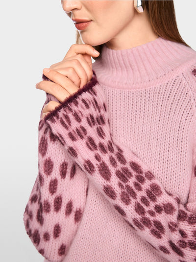Marc Cain Pink Soft Wool Blend Stand Up Collar Sweater BC41.29 M35